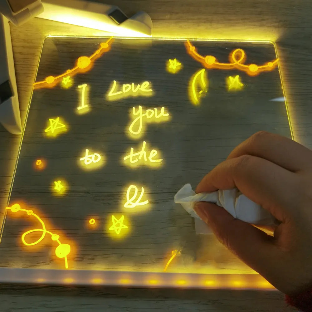 Personalized Kids' LED Message Board Erasable USB Children‘s Drawing Bedroom Night Light Kids Gift Little Artist Drawing Hub