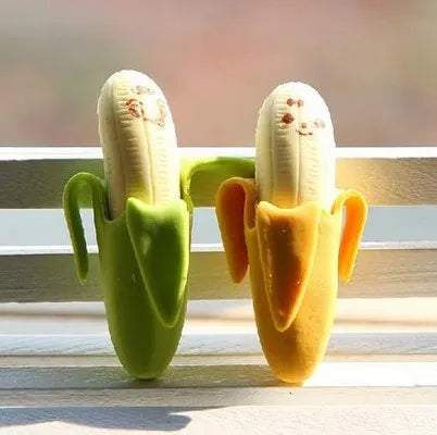 Creative Cute 2pcs Banana Fruit Pencil Eraser Rubber for Kids Stationery Little Artist Drawing Hub