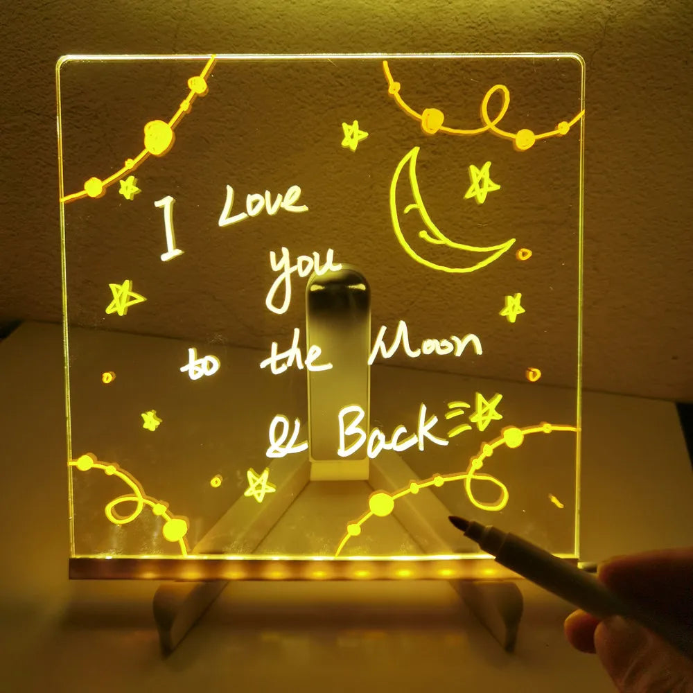 Personalized Kids' LED Message Board Erasable USB Children‘s Drawing Bedroom Night Light Kids Gift Little Artist Drawing Hub