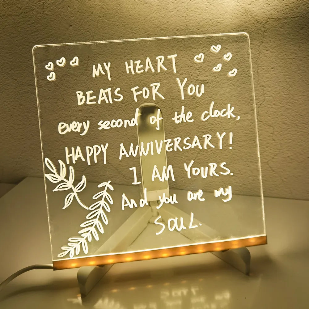 Personalized Kids' LED Message Board Erasable USB Children‘s Drawing Bedroom Night Light Kids Gift Little Artist Drawing Hub