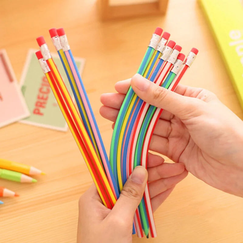10 Kids Cute Candy Color Soft Flexible Standard Pencils Stationery Little Artist Drawing Hub