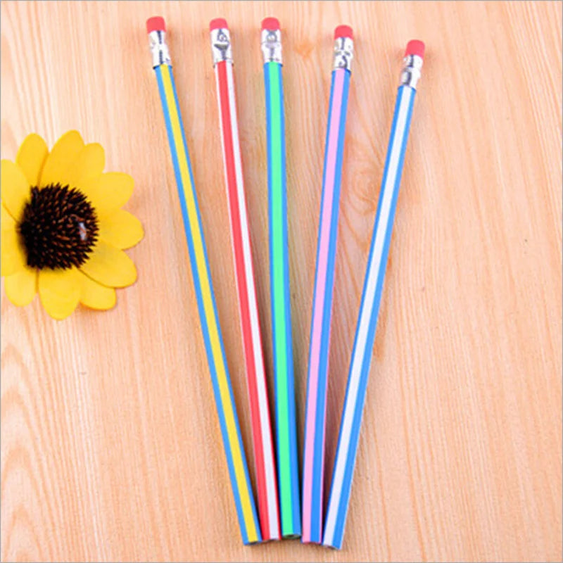 10 Kids Cute Candy Color Soft Flexible Standard Pencils Stationery Little Artist Drawing Hub