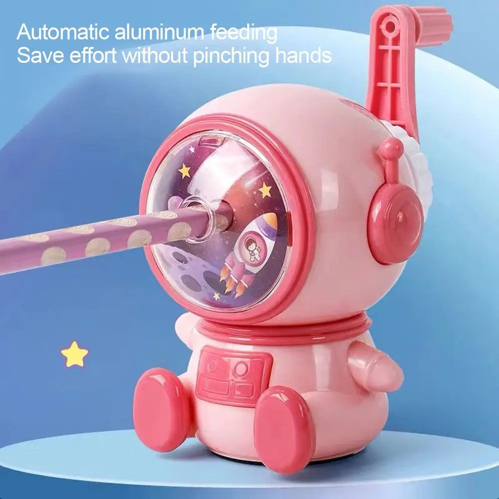 Adjustable Kids Astronaut Pencil Sharpener Automatically Enters Lead Cartoon Hand-cranked Little Artist Drawing Hub