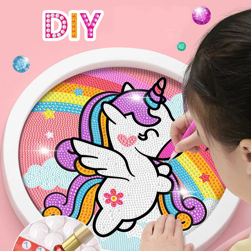 Round Frame Diamond Painting Kids Handmade Creative Toy Little Artist Drawing Hub