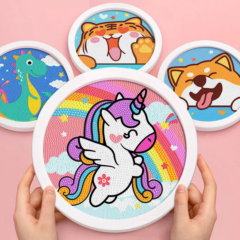 Round Frame Diamond Painting Kids Handmade Creative Toy Little Artist Drawing Hub