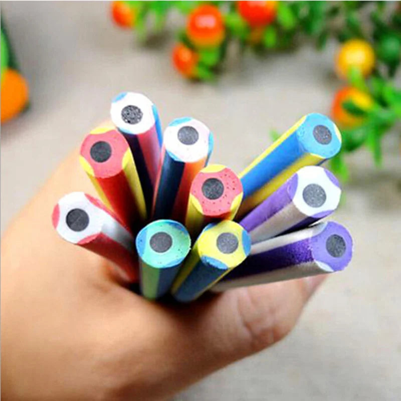 10 Kids Cute Candy Color Soft Flexible Standard Pencils Stationery Little Artist Drawing Hub