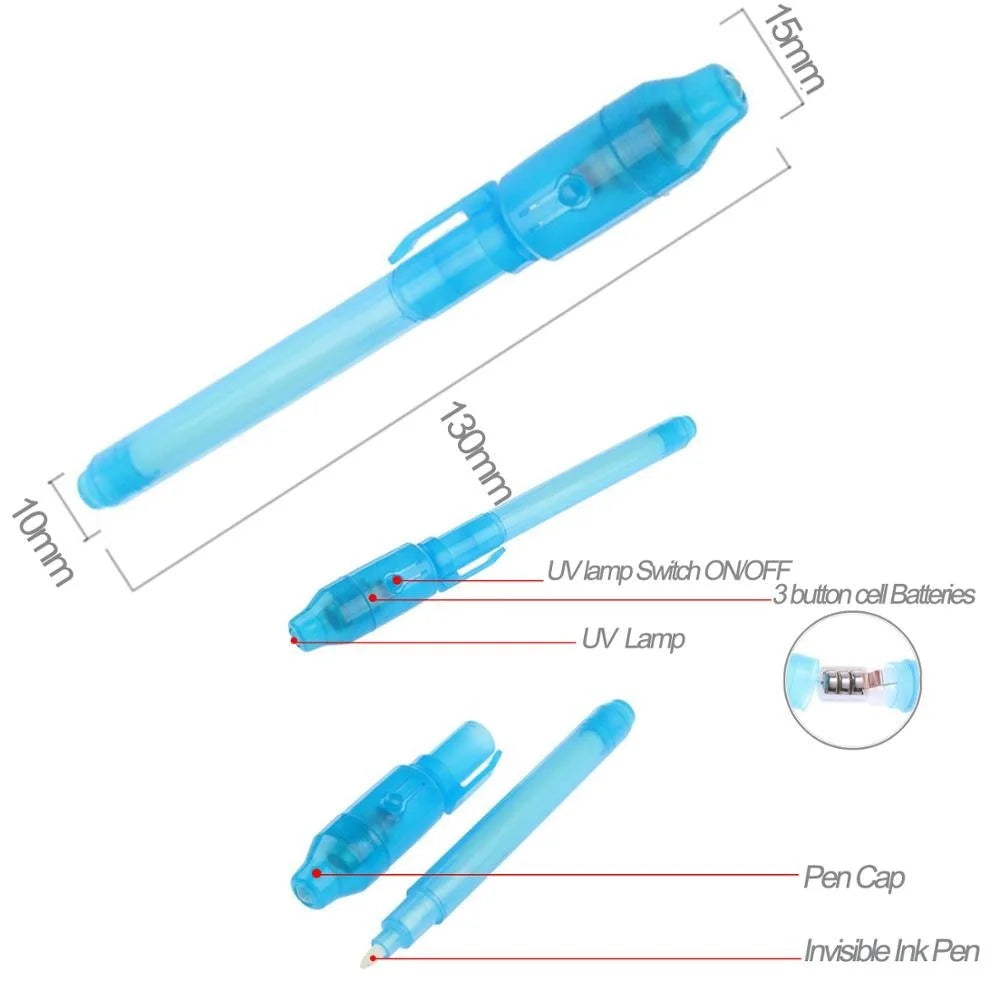 Invisible Ink Pen 12 Spy Pens with UV Light, Magic Marker for Secret Message for Kids Gift Little Artist Drawing Hub