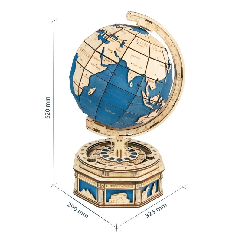 3D Wooden Puzzle Globe Oversized DIY Rotatable Game Assembly for Teens Little Artist Hub