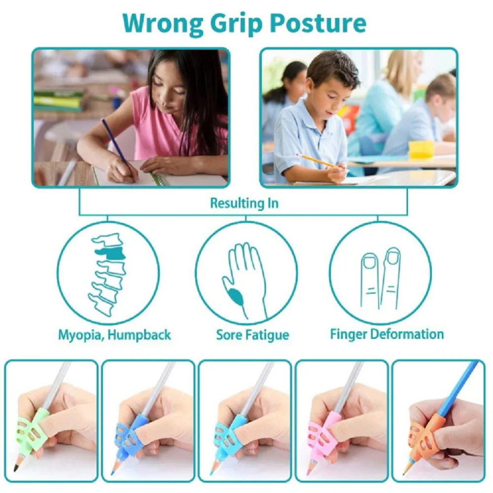 Kids Writing Pencil Pen Holder Learning Practice Silicone Pencil Grips for Kids Handwriting Posture Correction Little Artist Drawing Hub